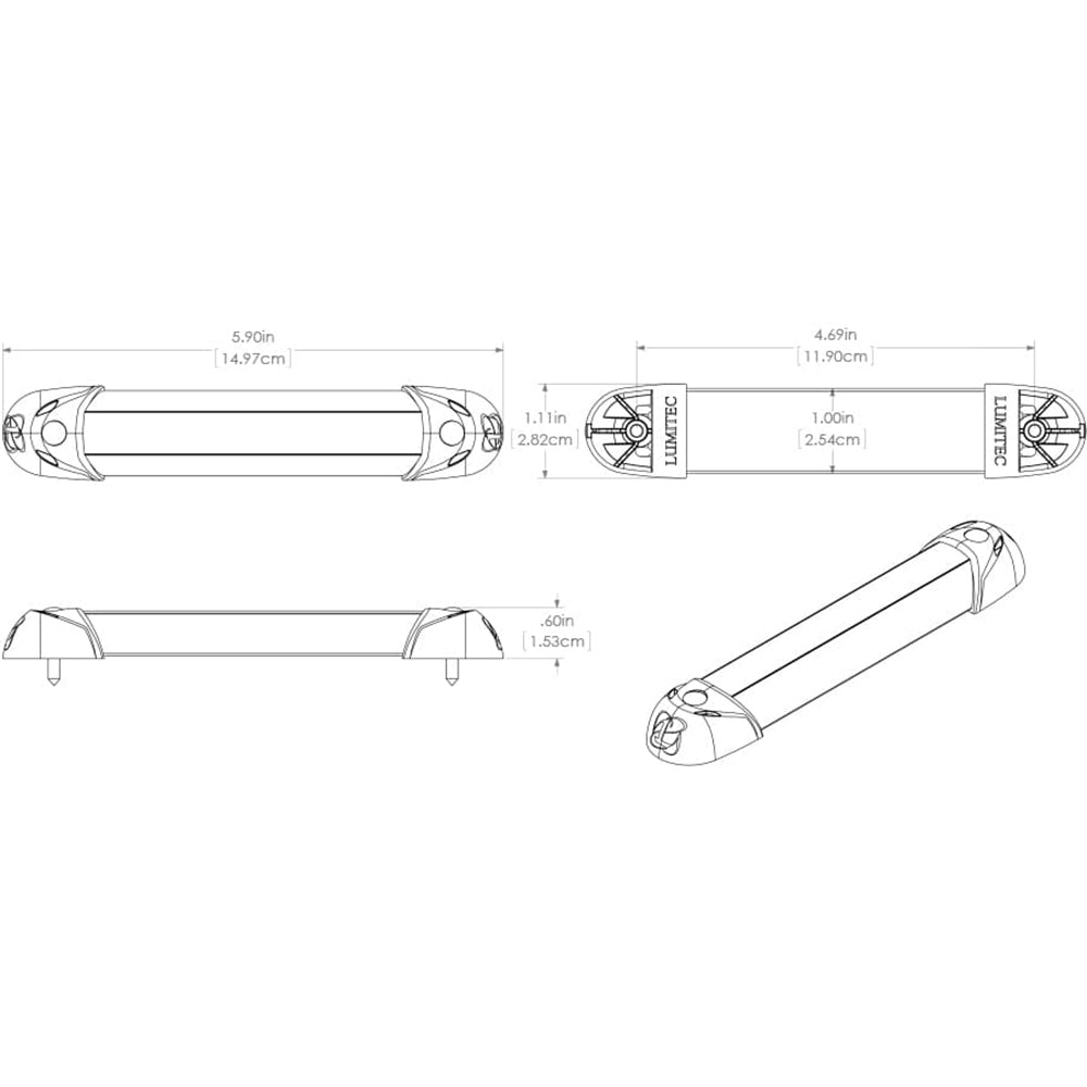 LUMITEC MINI RAIL2 – 6" LED UTILITY LIGHT - SPECTRUM RGBW - BRUSHED FINISH