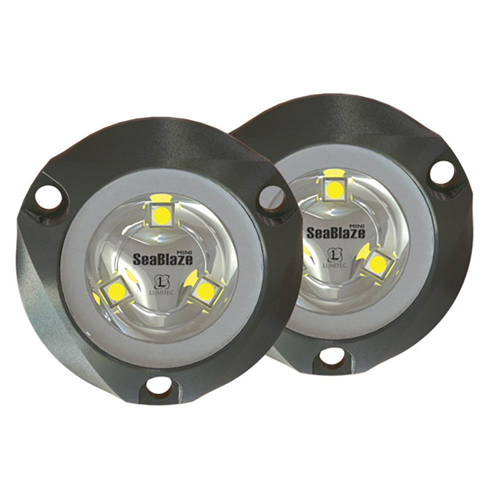 LUMITEC SEABLAZE MINI UNDERWATER LIGHT - PAIR - BRUSHED FINISH - WHITE NON-DIMMING
